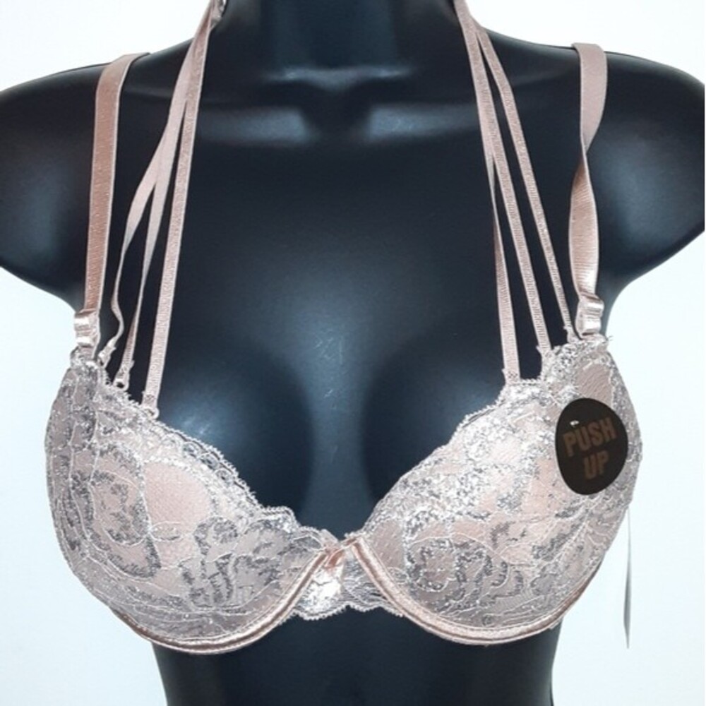 Youmita 40C Tuscany Metallic Lace Strappy Bra NWT